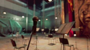 A microphone and some chairs in a room video