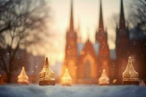 AI generated Church Steeples in Snow - Generative AI photo