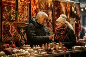 AI generated Christmas Market Vendors - Generative AI photo