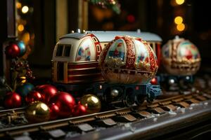 AI generated Christmas Trains - Generative AI photo