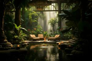 AI generated Soothing oasis spirits, granting respite and solace to weary travelers - Generative AI photo