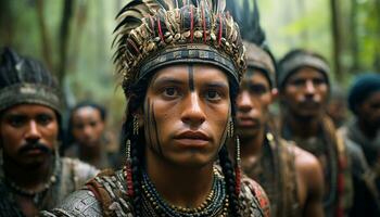 ai generado un vibrante desfile celebra indígena culturas con tradicional ropa generado por ai foto