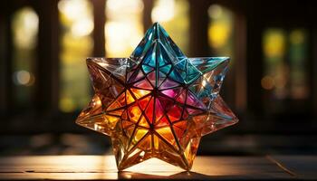 AI generated Shiny, illuminated, multi colored celebration vibrant colors, glowing star shape generated by AI photo