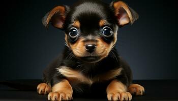 AI generated Cute small puppy sitting, staring, playful, looking at camera generated by AI photo