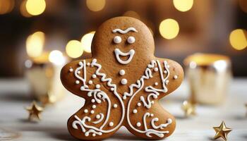 AI generated Homemade gingerbread cookies bring winter cheer and sweet indulgence generated by AI photo