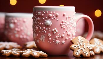 ai generado hecho en casa pan de jengibre galletas Decorar el mesa, un invierno deleite generado por ai foto