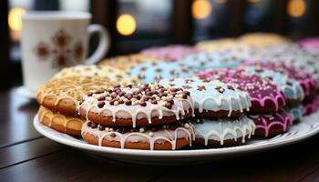 AI generated Freshly baked cookies on a table, a sweet indulgence generated by AI photo