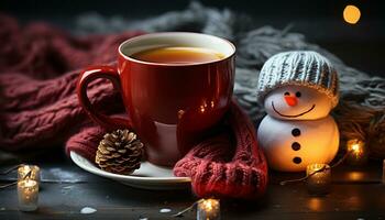 AI generated Cozy winter night hot chocolate, homemade cookies, and laughter generated by AI photo