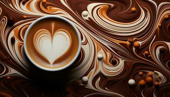 AI generated Abstract chocolate wave backdrop symbolizes sweet food and love generated by AI photo