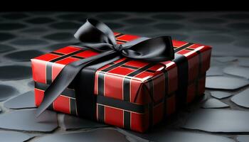 AI generated A shiny gift box wrapped in love and celebration generated by AI photo