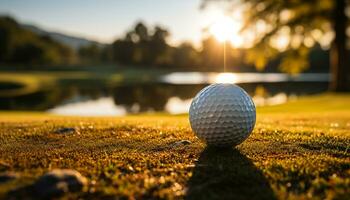 ai generado golfistas disfrutar al aire libre, césped, pelota, y golf curso ocupaciones generado por ai foto