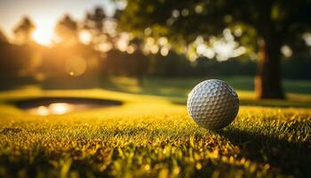 AI generated Playing golf on a sunny summer evening, surrounded by nature generated by AI photo