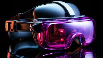 ai generado futurista virtual realidad gafas de protección mejorar submarino escafandra autónoma buceo aventuras generado por ai foto