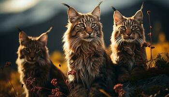 AI generated Cute kitten sitting in grass, playful and curious generated by AI photo