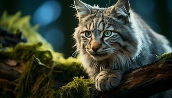 ai generado linda felino gatito mirando a cámara en naturaleza generado por ai foto
