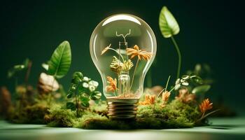 AI generated Bright ideas illuminate the environment, sparking innovation and growth generated by AI photo