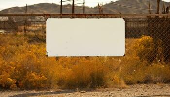 AI generated Rusty billboard frames nature beauty in autumn generated by AI photo