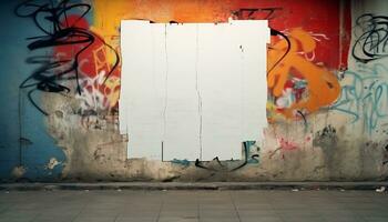 AI generated Graffiti wall showcases creativity in abandoned building generated by AI photo