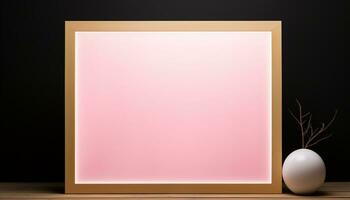 AI generated Abstract pink color design on wood backdrop generated by AI photo