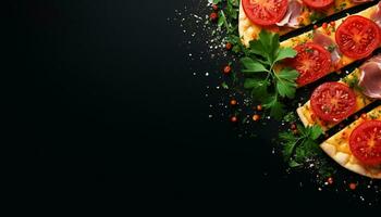 AI generated Fresh tomato salad, healthy gourmet vegetarian meal generated by AI photo