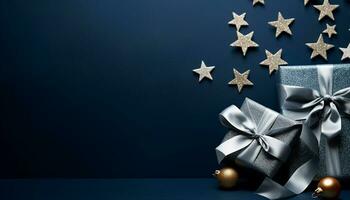 AI generated Bright gold package with abstract star shape decoration generated by AI photo