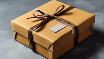 AI generated A wrapped gift box with love and celebration generated by AI photo