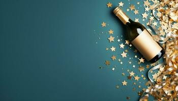 AI generated Celebration of success with wine, confetti, and party generated by AI photo