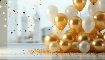 AI generated Joyful celebration with colorful balloons and confetti generated by AI photo
