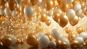AI generated Joyful celebration with colorful balloons in the background generated by AI photo