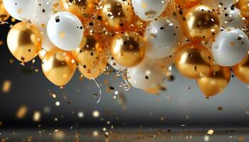 AI generated Colorful balloons flying in celebration, joy and fun generated by AI photo