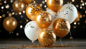 AI generated Celebration of joy with colorful balloons and confetti generated by AI photo