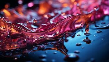 AI generated Flowing water creates a vibrant, shiny wave pattern generated by AI photo