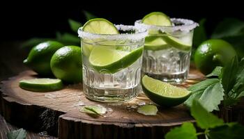 AI generated Refreshing mojito cocktail with lime and mint generated by AI photo