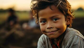 AI generated Smiling boys enjoying playful summer fun in nature generated by AI photo