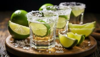 AI generated Refreshing cocktail with lime, tequila, and citrus slice generated by AI photo