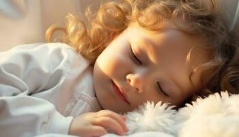 AI generated Cute baby sleeping, peaceful and serene outdoors generated by AI photo