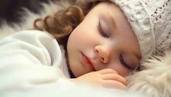 ai generado linda bebé durmiendo, pacífico y lleno de inocencia generado por ai foto