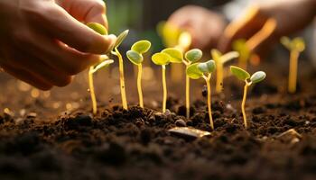 ai generado nuevo vida comienza con el crecimiento de plantas generado por ai foto
