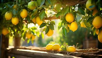 AI generated Freshness and vibrancy of nature juicy citrus fruit generated by AI photo