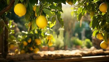 ai generado frescura y agrios Fruta en naturaleza sano jardín generado por ai foto