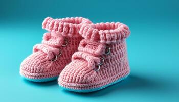 ai generado bebé botines en azul y rosa, suave y linda generado por ai foto