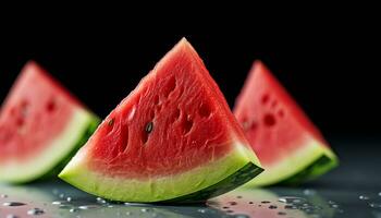 AI generated Fresh watermelon slice, a sweet and juicy snack generated by AI photo