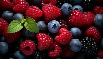 ai generado frescura de naturaleza gastrónomo postre baya Fruta generado por ai foto