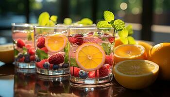 AI generated Freshness and summer in a refreshing citrus cocktail generated by AI photo