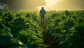 AI generated One man working on a farm in nature generated by AI photo