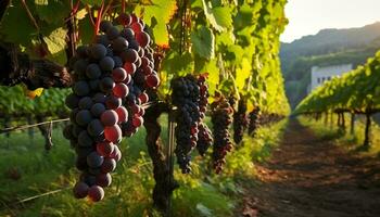 ai generado uva viñedo, naturaleza vinificación, maduro Fruta cosecha generado por ai foto