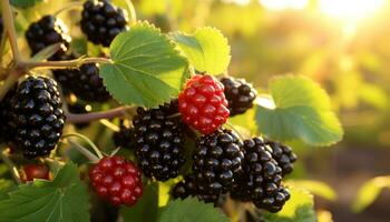 AI generated Freshness of nature ripe berry fruit in summer generated by AI photo