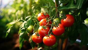 AI generated Fresh tomato, healthy eating, organic vegetable, nature harvest generated by AI photo