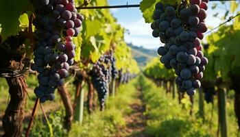 ai generado uva viñedo, naturaleza crecimiento, maduro fruta, Fresco vino generado por ai foto