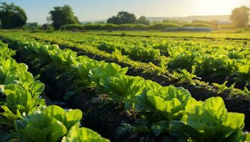 AI generated Green leaves in a row, nature fresh growth generated by AI photo